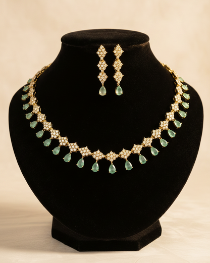 Mint Green Trendy Fashion Necklace Set
