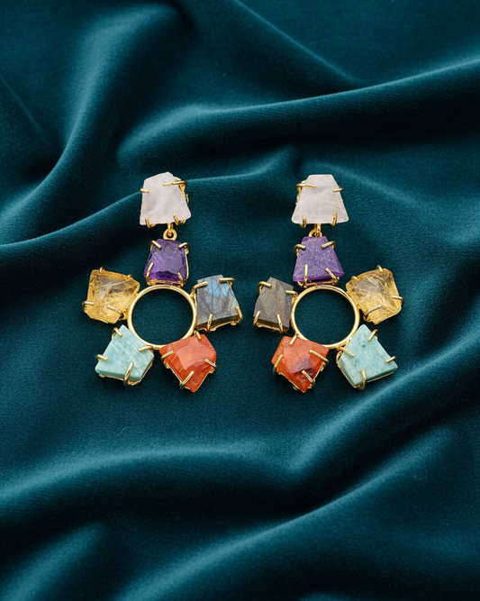Multi Real Stone Earrings