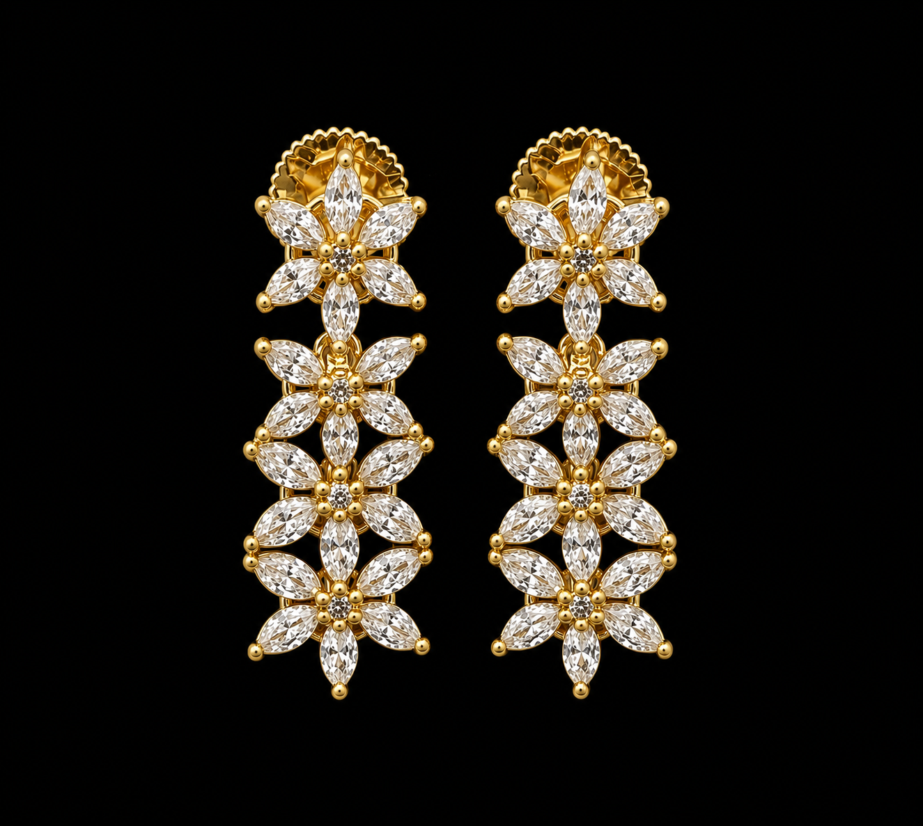 AD Flower Drop Earrings