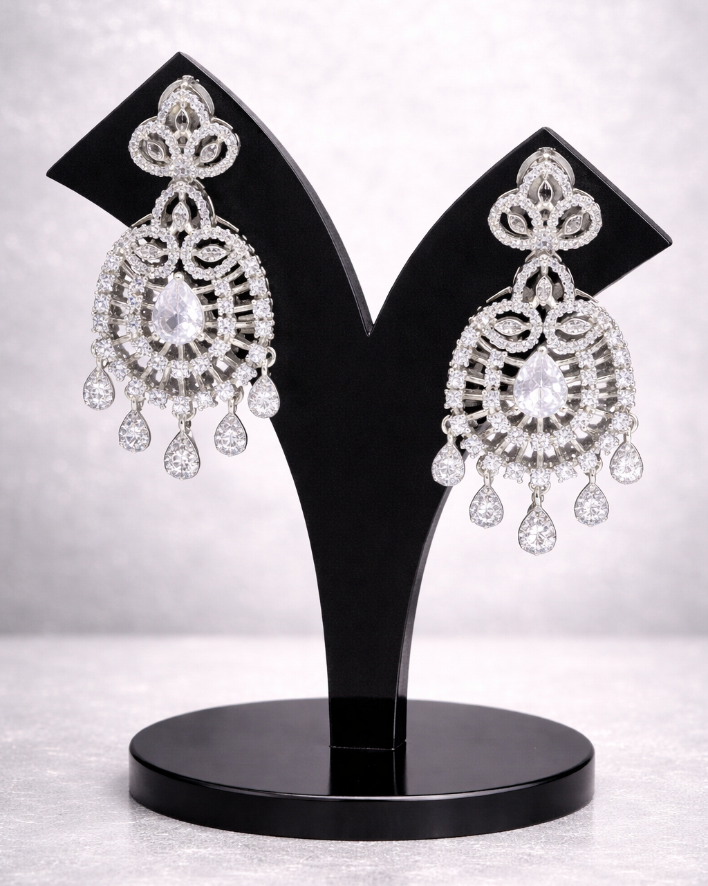 Kajol Diamond Replica White Gold Long Necklace Set