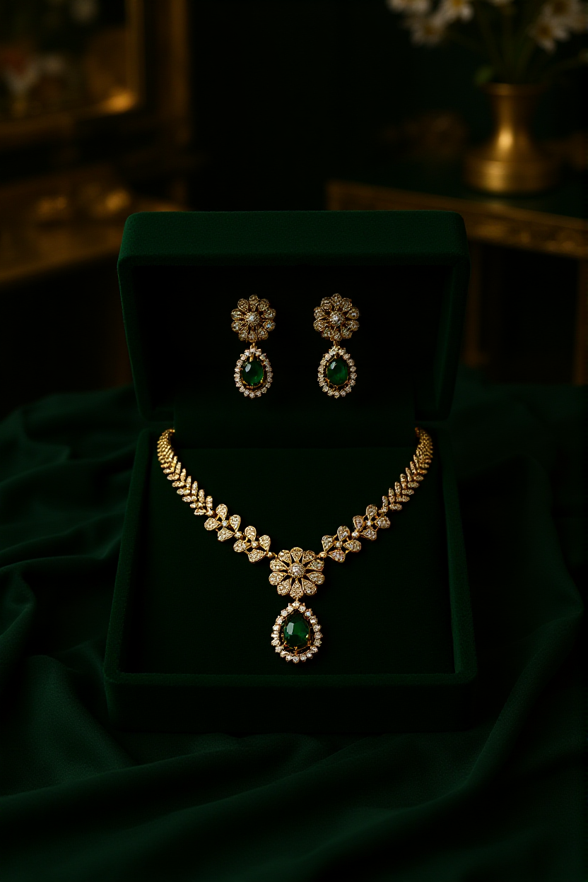 Aliya AD stone Necklace Diamond Replica