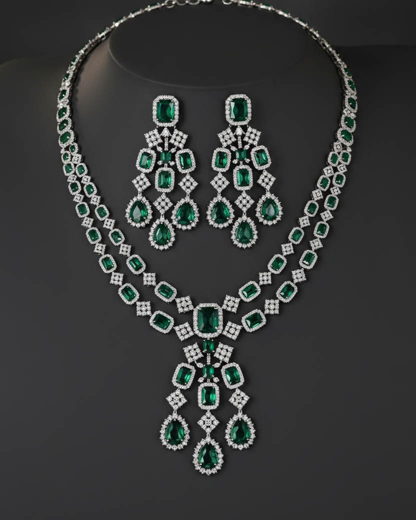 Indrani Premium CZ Statement Necklace Set