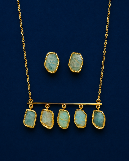 Mint Quartz Fringe Statement Set