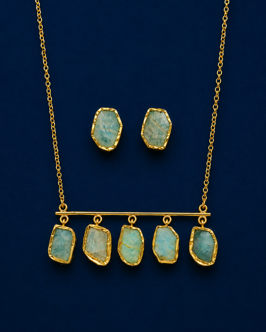 Mint Quartz Fringe Statement Set