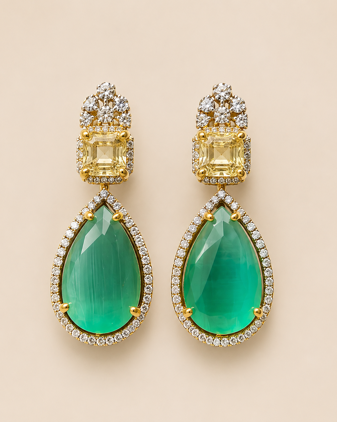 Arushi AD Mint Green Rain Drop Necklace