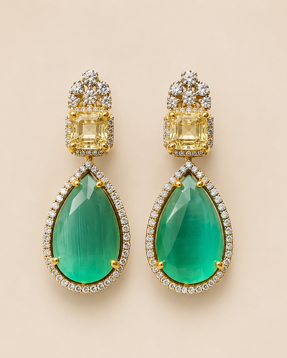 Arushi AD Mint Green Rain Drop Necklace