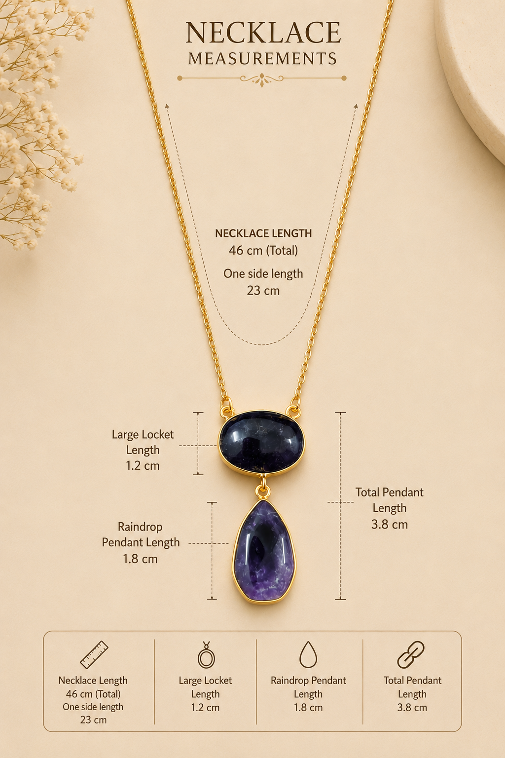 Dual Classic Blue Stone Necklace