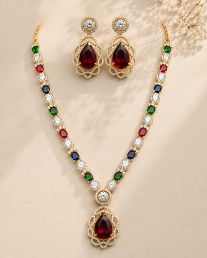 Multi CZ Partywear Necklace Premium