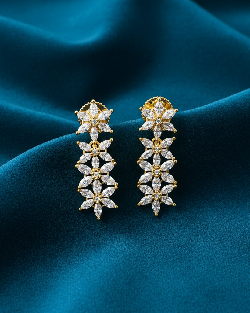 AD Flower Drop Earrings