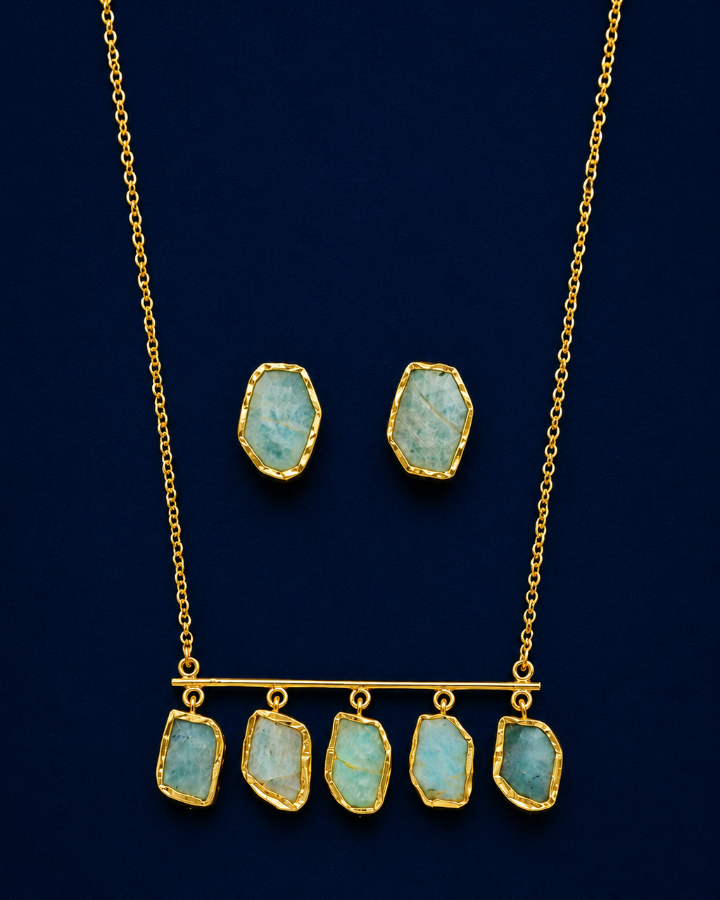 Mint Quartz Fringe Statement Set