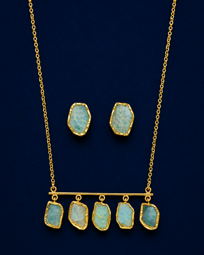 Mint Quartz Fringe Statement Set