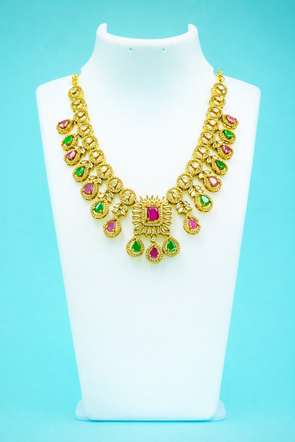 AD Ruby &Emerald Premium Necklace Set