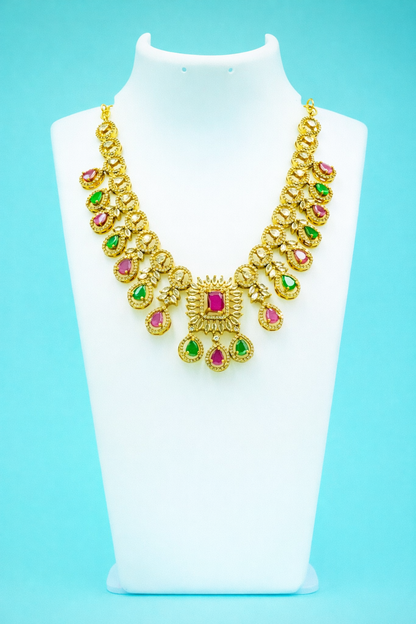 AD Ruby &Emerald Premium Necklace Set