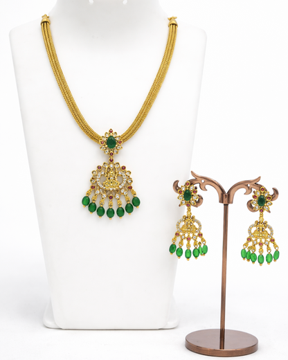 Antique Kemp Stone Addigai Necklace Set Purple& Green