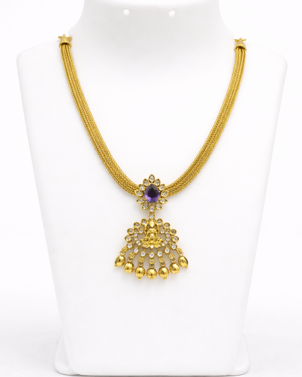 Antique Kemp Stone Addigai Necklace Set Purple& Green