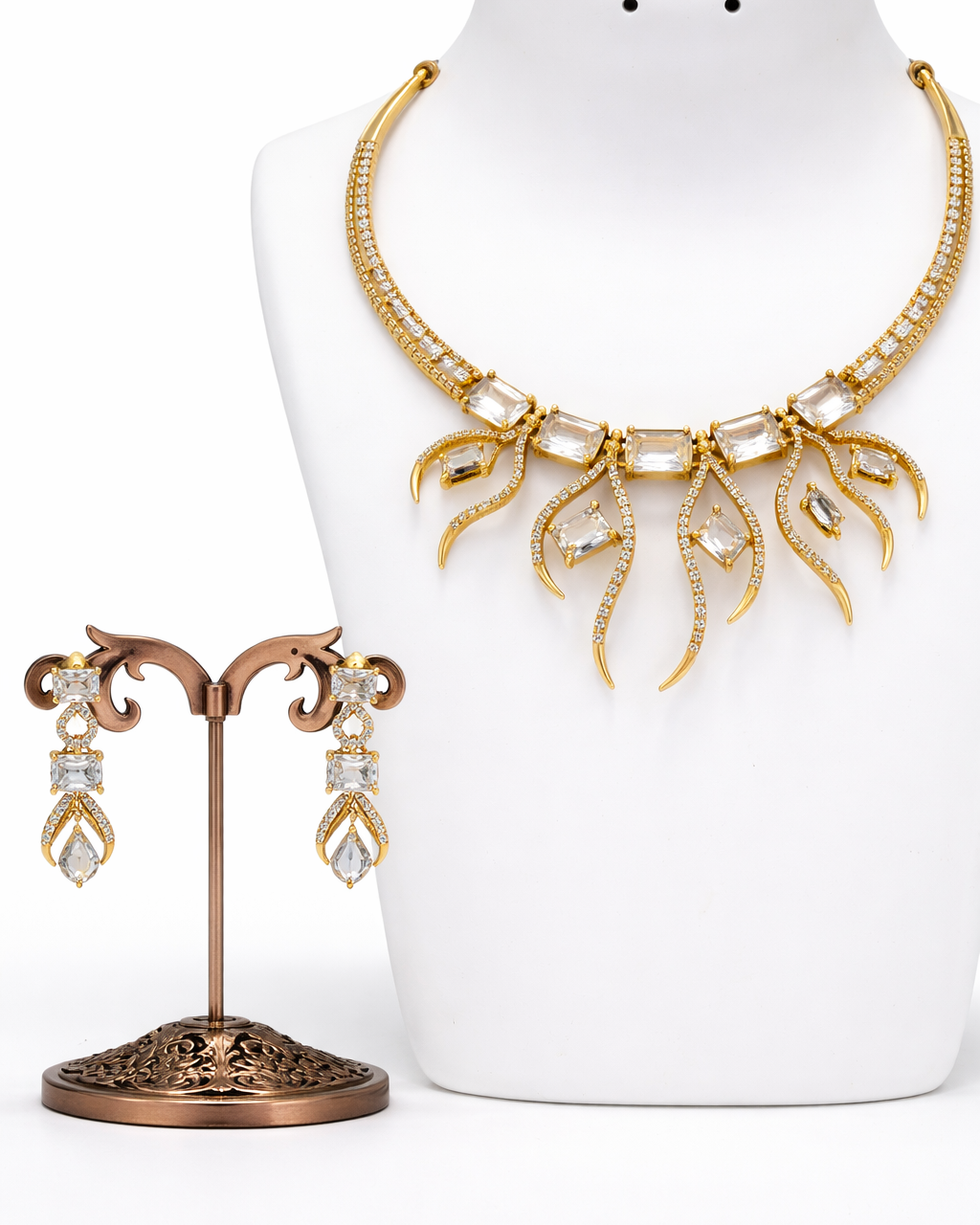 The Stella White stone Statement Necklace Set