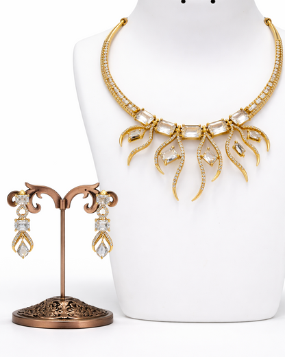 The Stella White stone Statement Necklace Set