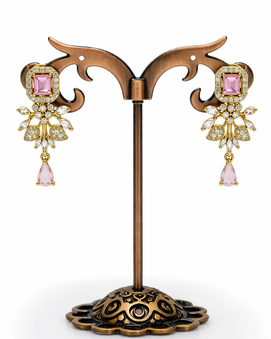 Rivana AD pink Flowery Necklace Set