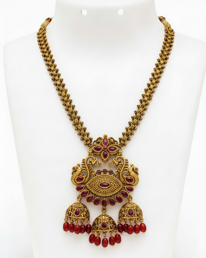 Jyothika Antique Red Kemp Stone Neklace