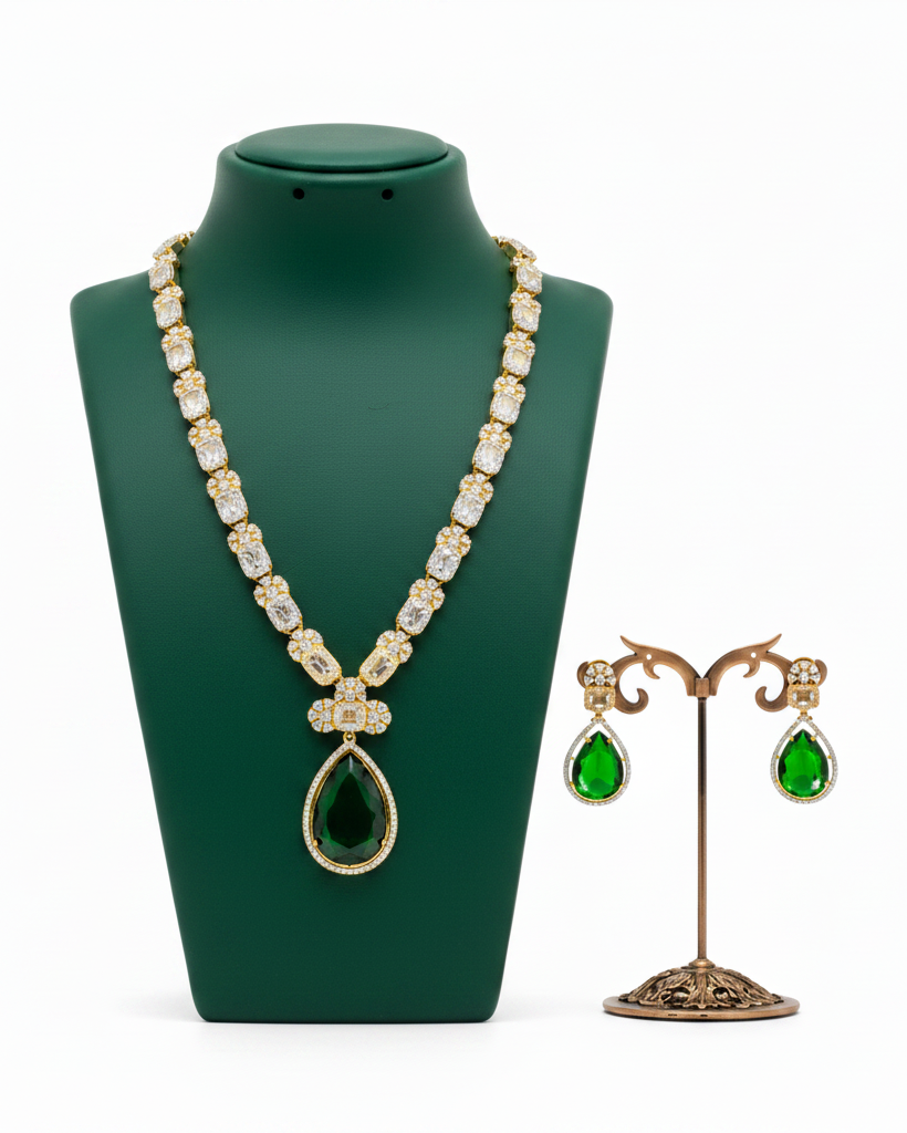 Arushi Emerald Green Rain Drop Necklace
