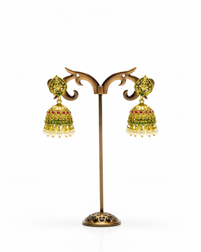 Antique Temple Necklace & Jhumka Earrings