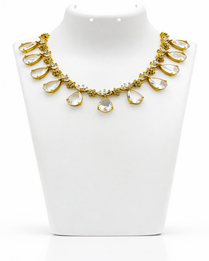 Isha Victorian CZ White Stone Necklace