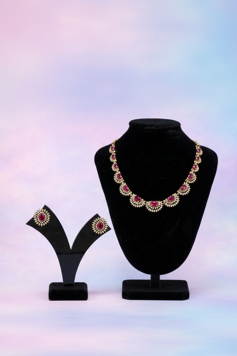 The Sulthana  Cresentmoon Green Necklace set