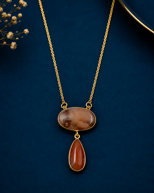 Dual Layer Stone Pendant Necklace