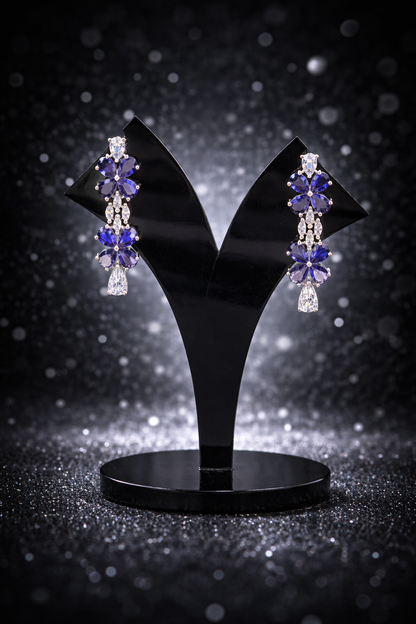 Alvira Trendy CZ Blue & White Party Wear  White- Plated Necklace