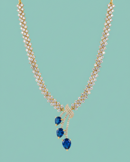 Asymetric Blue AD Y- Necklace set
