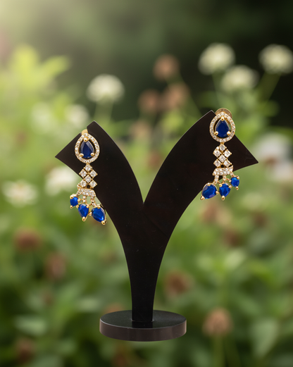 Asymetric Blue AD Y- Necklace set
