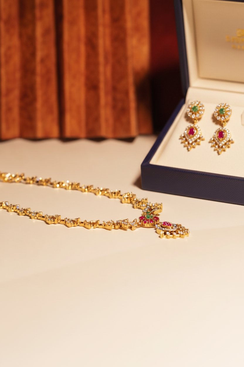 Zaria Floral Drop Necklace