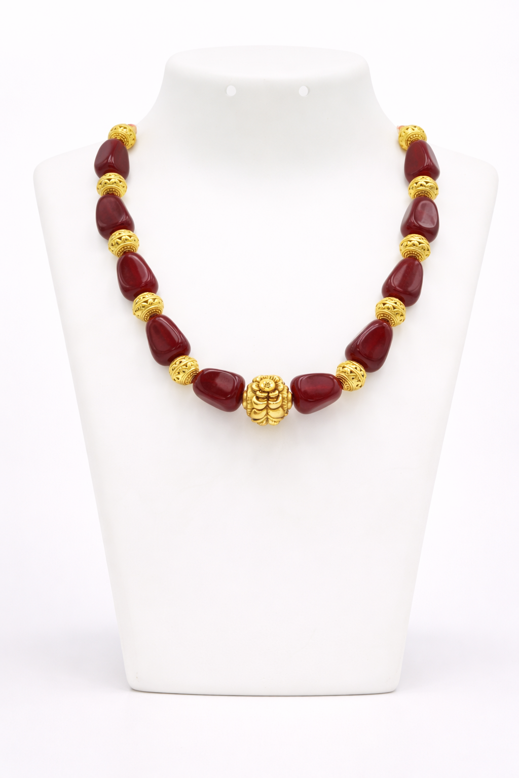 Sitara Antique Red Beaded Gola Necklace