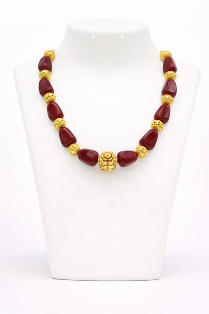 Sitara Antique Red Beaded Gola Necklace