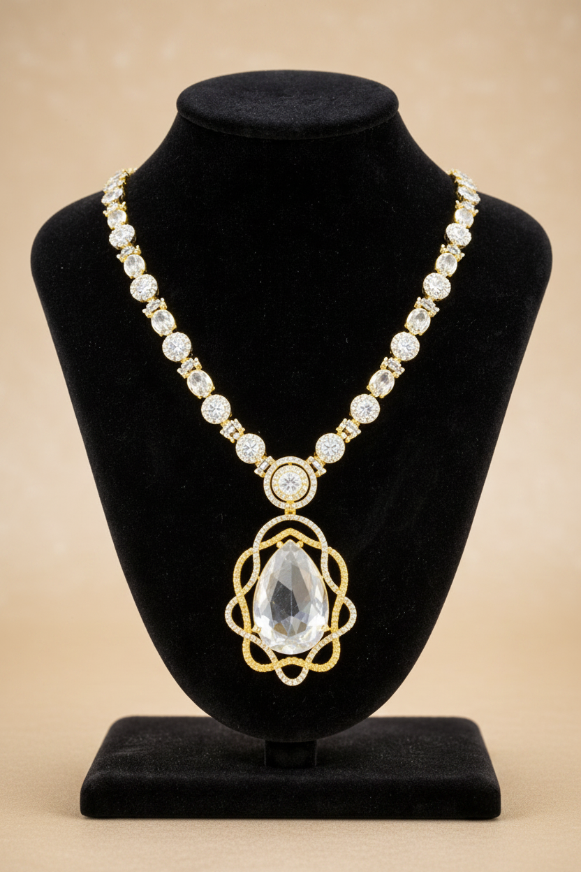 Zaya Two -Toned White AD Statement Necklace Set