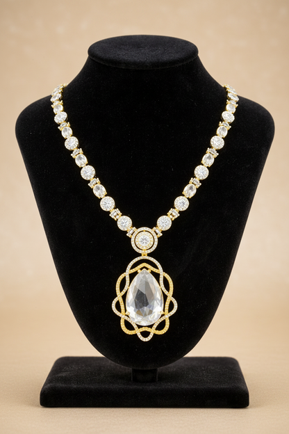 Zaya Two -Toned White AD Statement Necklace Set