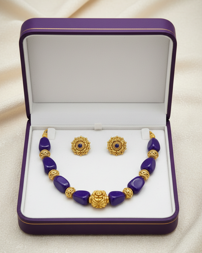 Antique Gola Blue Bead Necklace Set