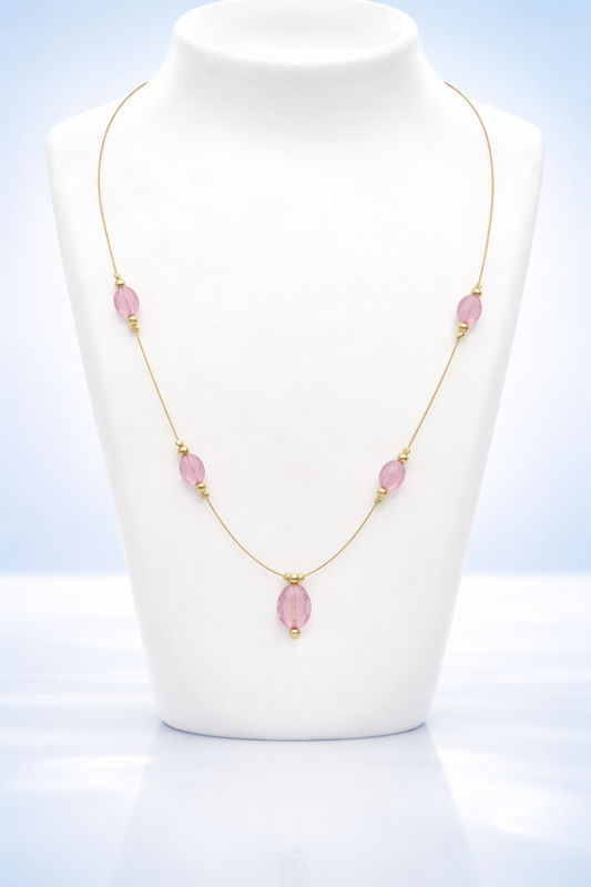 invisible Chain with Pink Beads