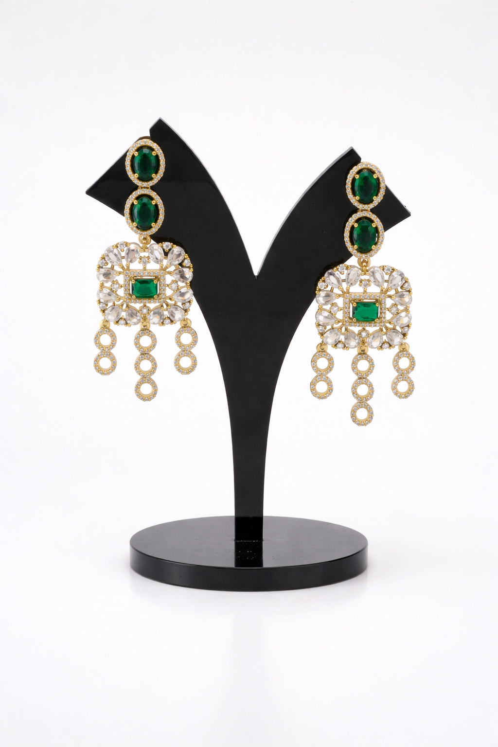 Sushmita Emerald Royal Green 3Layer Necklace Set