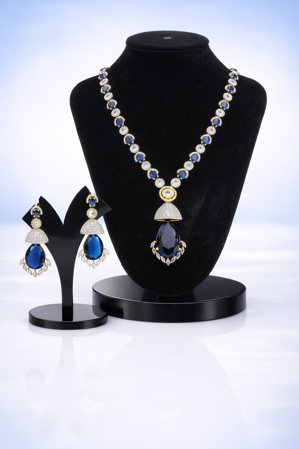 Royal Victorian  AD Saphire Blue Necklace