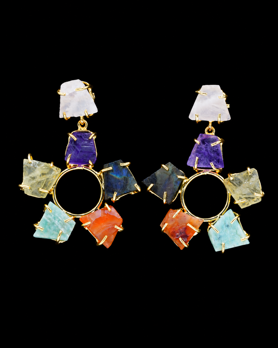 Multi Real Stone Earrings