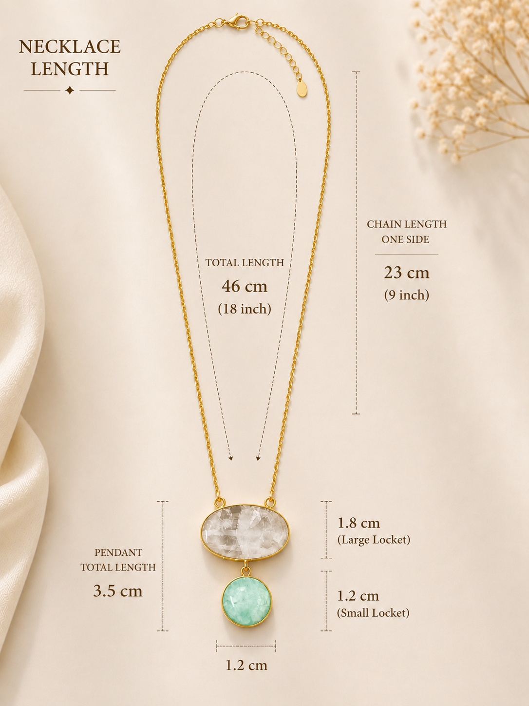 Dual Layer Stone Drop Pendant Necklace