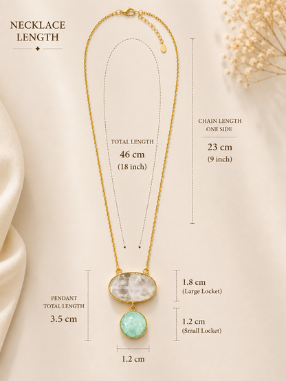 Dual Layer Stone Drop Pendant Necklace