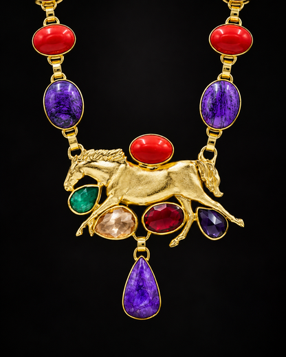 Luxury Red & Purple Gemstone Necklace