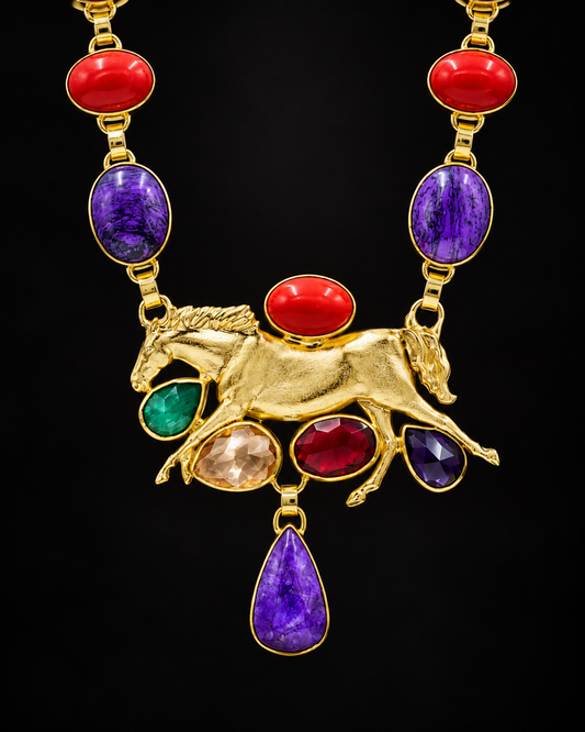 Luxury Red & Purple Gemstone Necklace