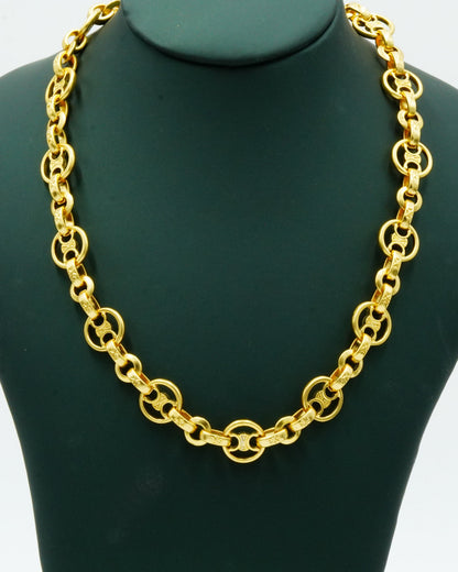 Minimalist Dual-Loop Brass Link Necklace