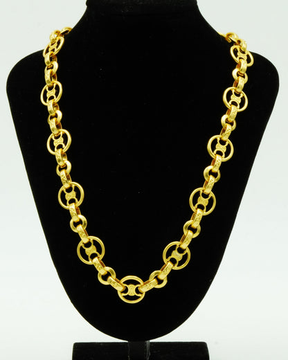 Minimalist Dual-Loop Brass Link Necklace