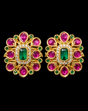 Ruby & Emerald AD Stone Ear Studs
