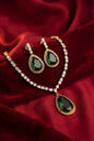 Zoe Victorian Emerald Halo CZ Necklace Set