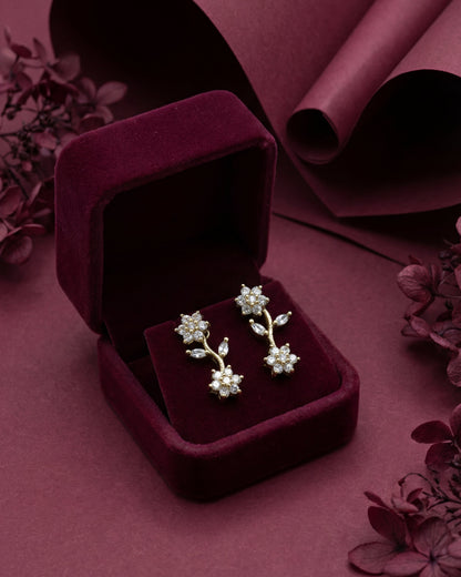 Rosh White CZ Stone Leaf & Bloom Nature -Inspired Necklace